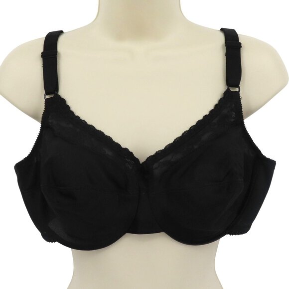 VTG Warners No Exaggeration 38C Bra 1256 Underwire Black Lace Trim Unlined Women - Picture 1 of 14
